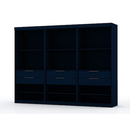 Manhattan Comfort Mulberry Open 3 Sectional Closet 3-Piece Set, Tatiana Midnight Blue 113GMC4